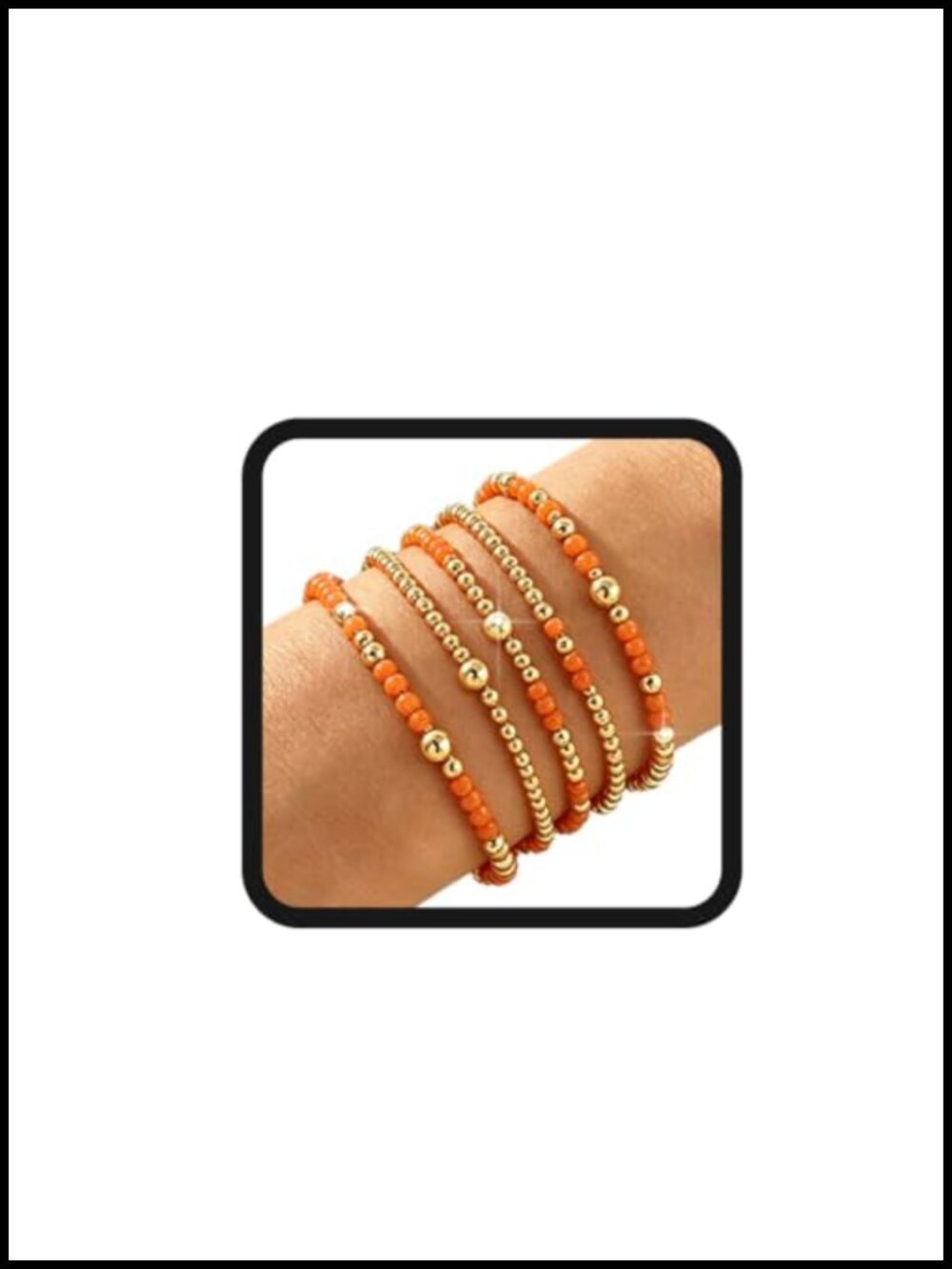 5PC Boho Beaded Stretch Bracelet Set Women Stackable Gold Alloy Jewelry